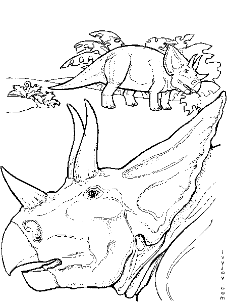Triceratops lived during the Cretaceous period. Triceratops, pronounced 'try-ser-a-tops' means 'three-horned face'. Probably the best known ceratopsian, Triceratops had three horns and a distinctive neck frill.